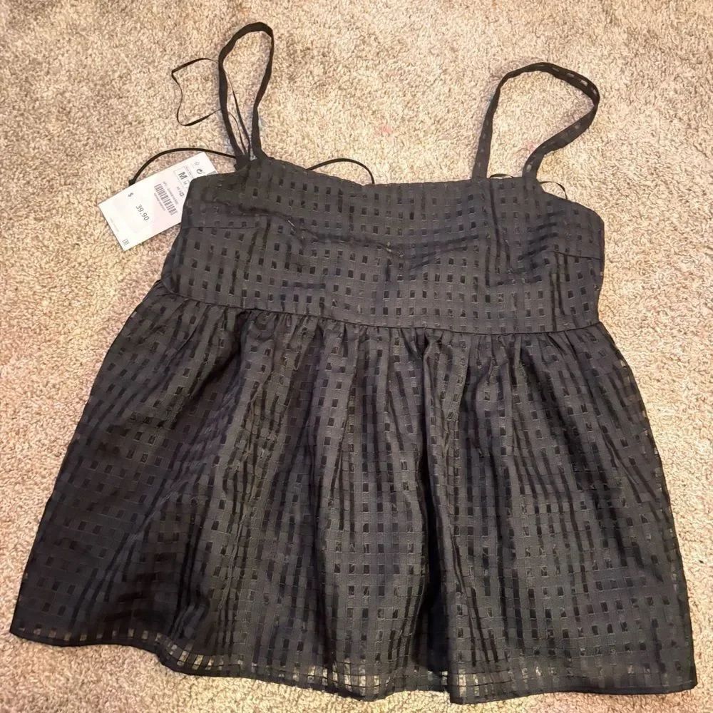 NWT Zara - Babydoll Blouse in Black MED